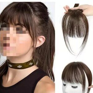 8" Clip-In Synthetic Hair TopperThinner Natural-Looking 3D Fringe Darkest Brown